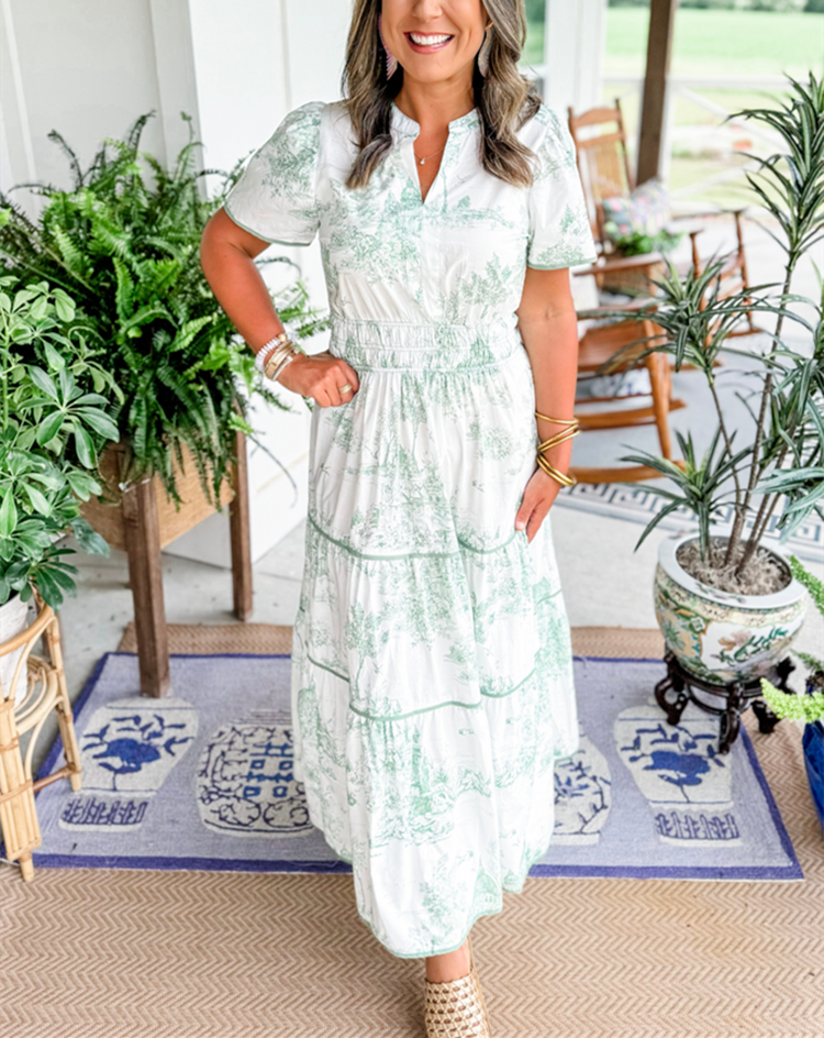 Beatrice – Ruched Print Tiered Maxi Dress