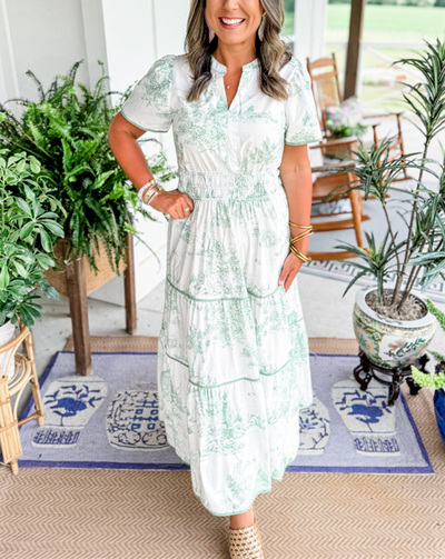 Beatrice – Ruched Print Tiered Maxi Dress