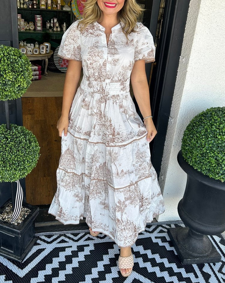 Beatrice – Ruched Print Tiered Maxi Dress