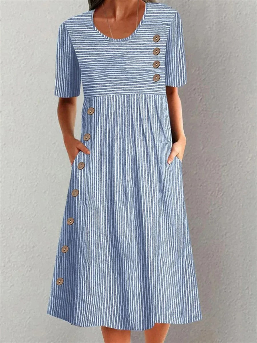 Cora | Chic Striped Midi Dress for Effortless Elegance