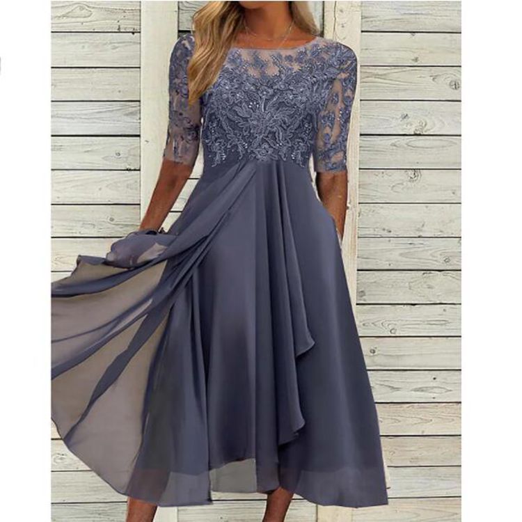 Elara | Chiffon & Lace Hollow Spliced Evening Dress