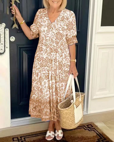 Celina | Plus Size V-Neck Floral Seaside Maxi Dress