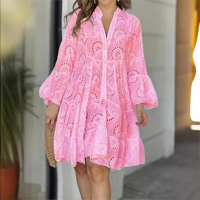 Amara | Embroidered Lace V-Neck A-Line Dress
