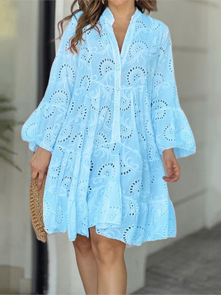 Amara | Embroidered Lace V-Neck A-Line Dress