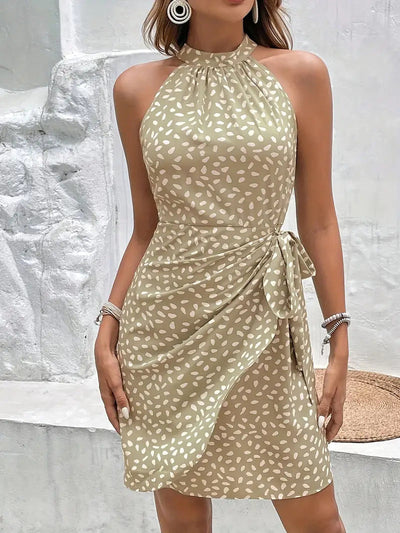 Camille | Floral Halter Neck Pleated Mini Dress