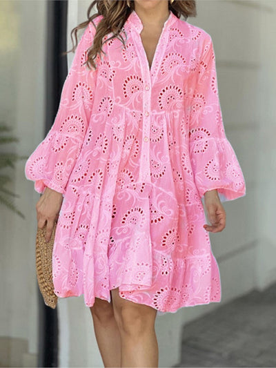 Amara | Embroidered Lace V-Neck A-Line Dress