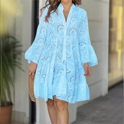 Amara | Embroidered Lace V-Neck A-Line Dress
