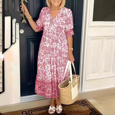 Celina | Plus Size V-Neck Floral Seaside Maxi Dress