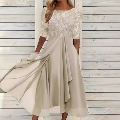 Elara | Chiffon & Lace Hollow Spliced Evening Dress