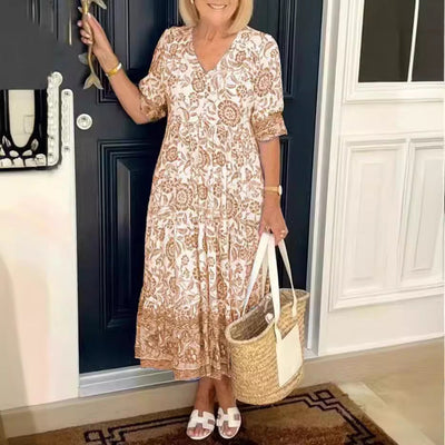 Celina | Plus Size V-Neck Floral Seaside Maxi Dress
