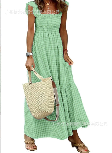 Juliette | Plaid Suspender Swing Dress