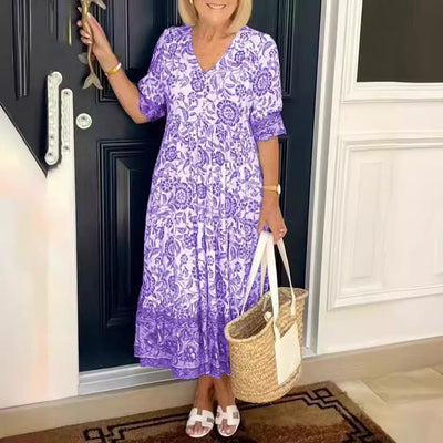 Celina | Plus Size V-Neck Floral Seaside Maxi Dress