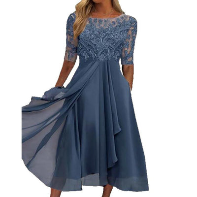 Elara | Chiffon & Lace Hollow Spliced Evening Dress