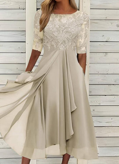 Elara | Chiffon & Lace Hollow Spliced Evening Dress