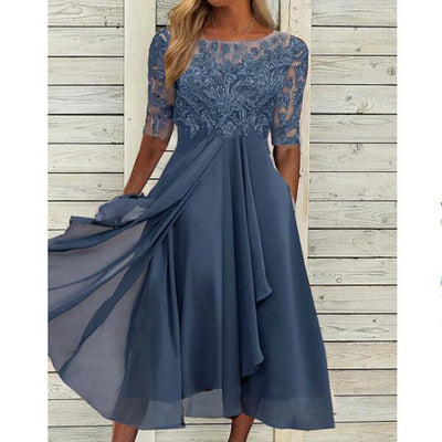Elara | Chiffon & Lace Hollow Spliced Evening Dress