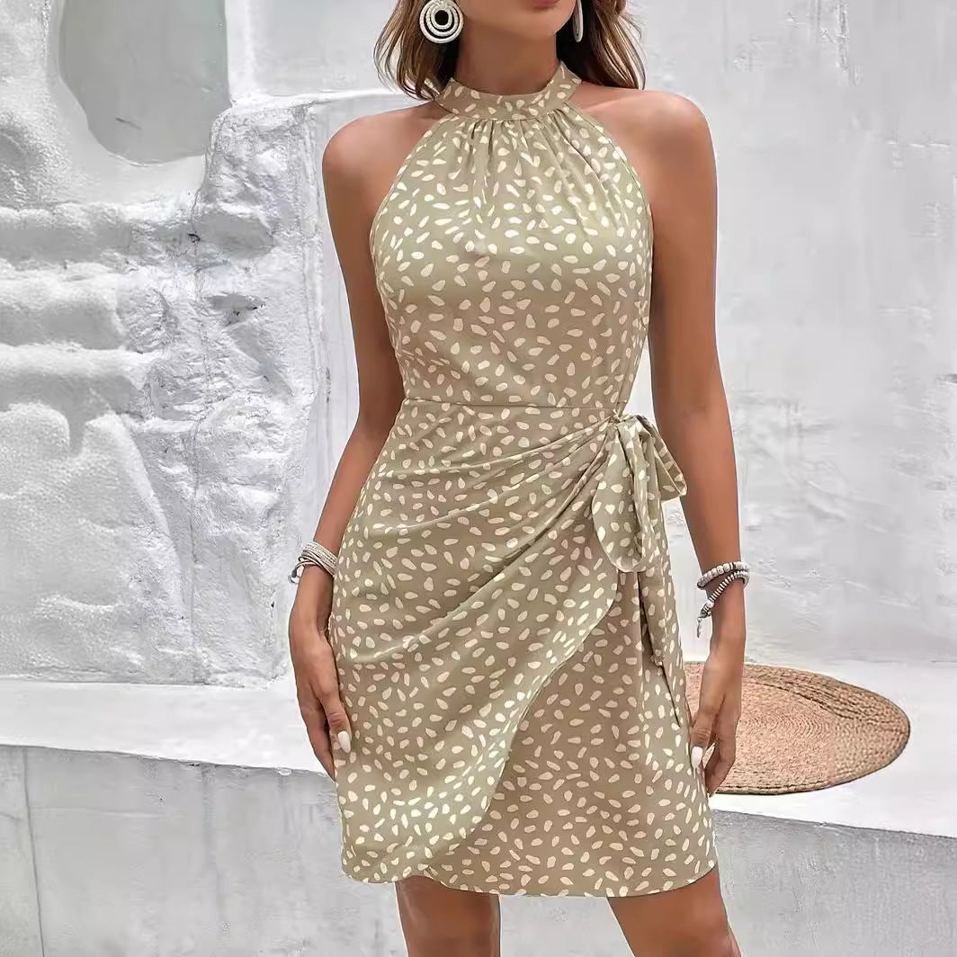 Camille | Floral Halter Neck Pleated Mini Dress