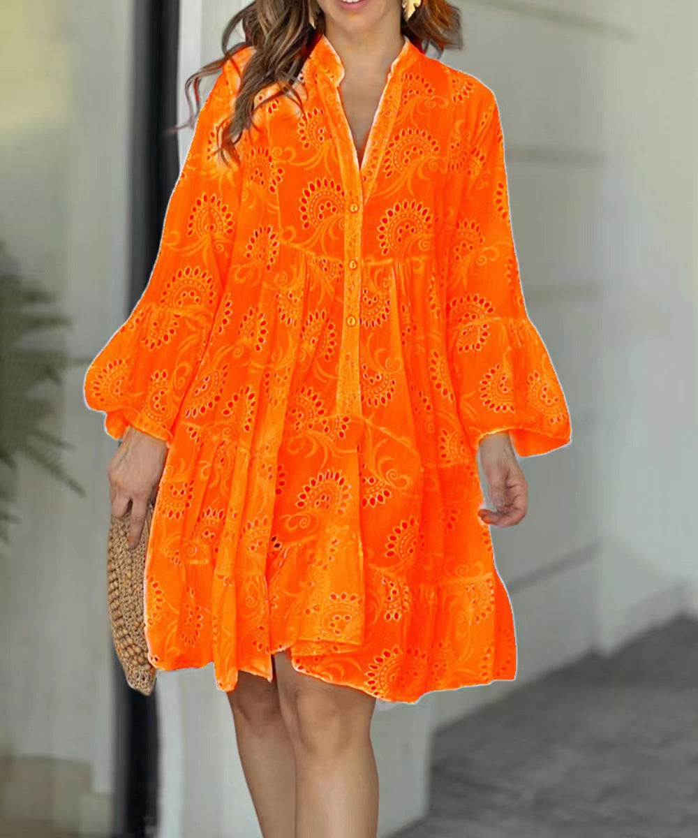 Amara | Embroidered Lace V-Neck A-Line Dress