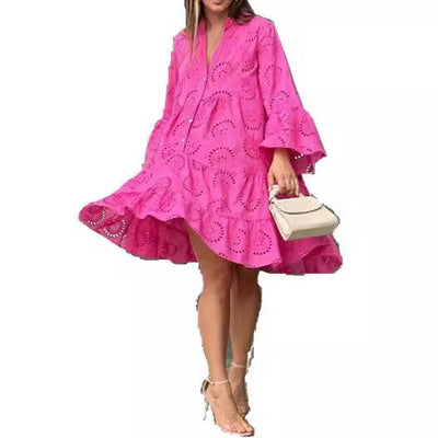 Amara | Embroidered Lace V-Neck A-Line Dress