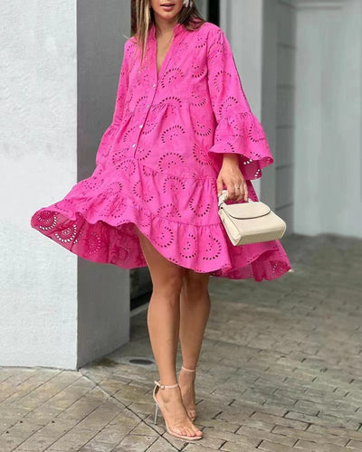 Amara | Embroidered Lace V-Neck A-Line Dress